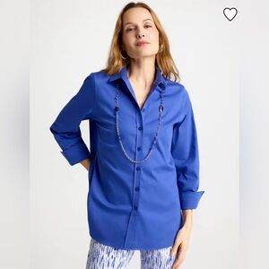 Foxcroft Cobalt Blue Button-Down Tunic Shirt